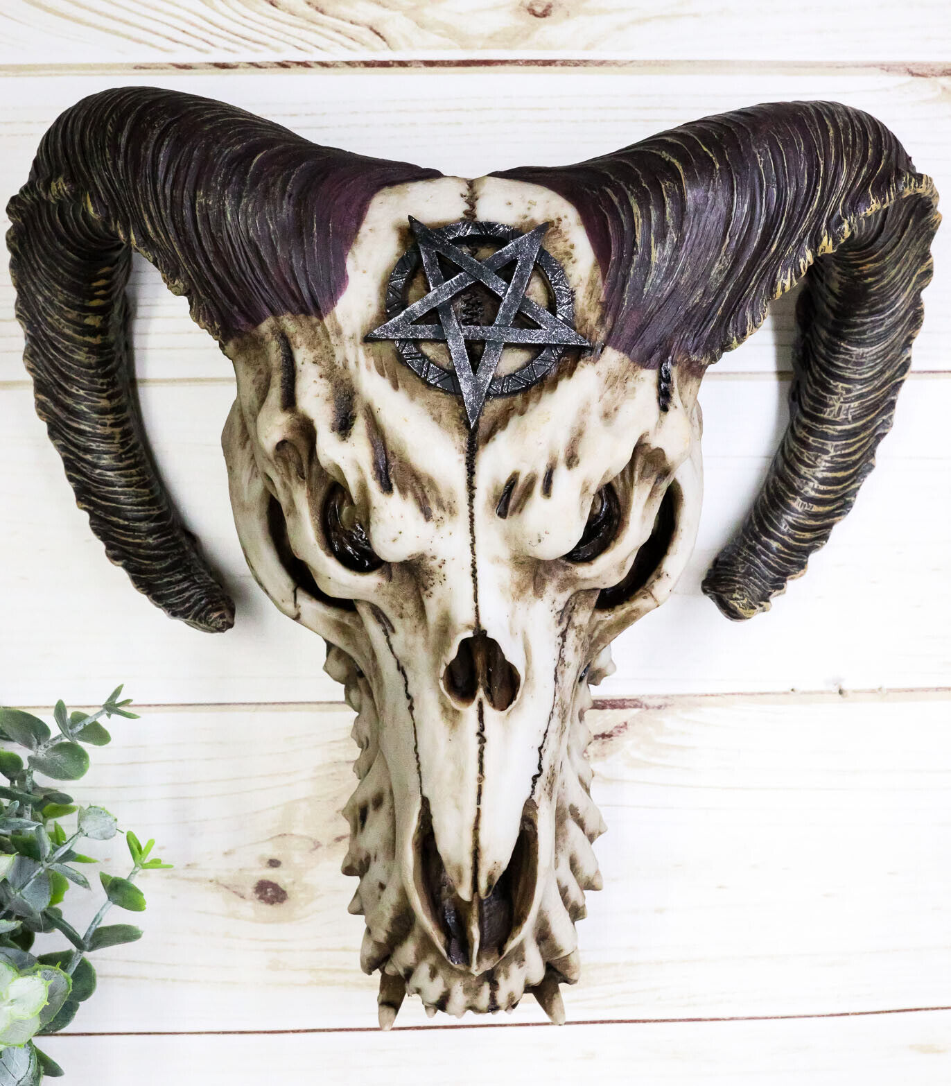 Sabbatic Goat Baphomet Ram Skull Head With Pentagram Sigil Wall Decor