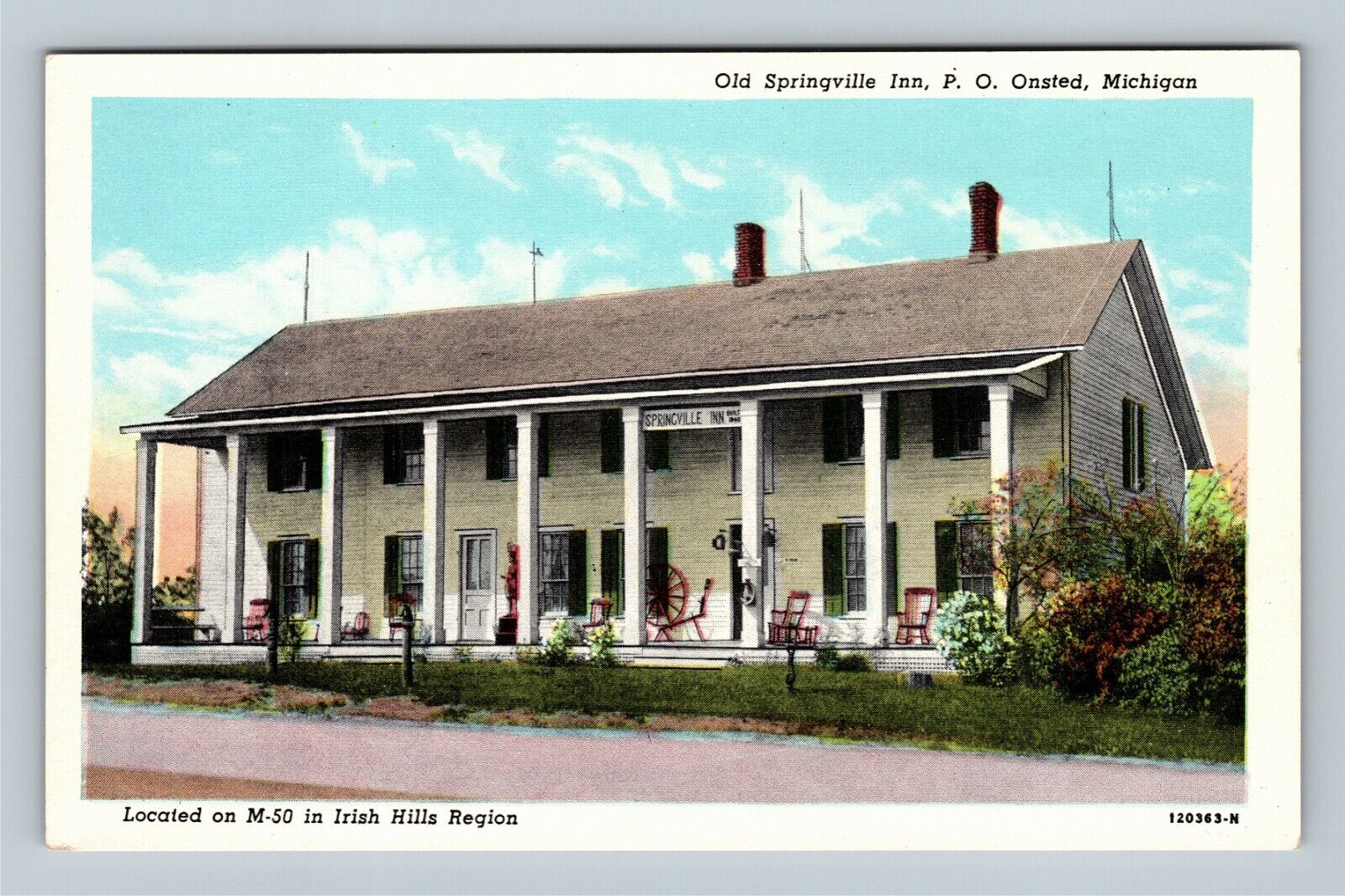Onsted MI, Old Springfield Inn, Museum, Antique, Michigan Vintage Postcard