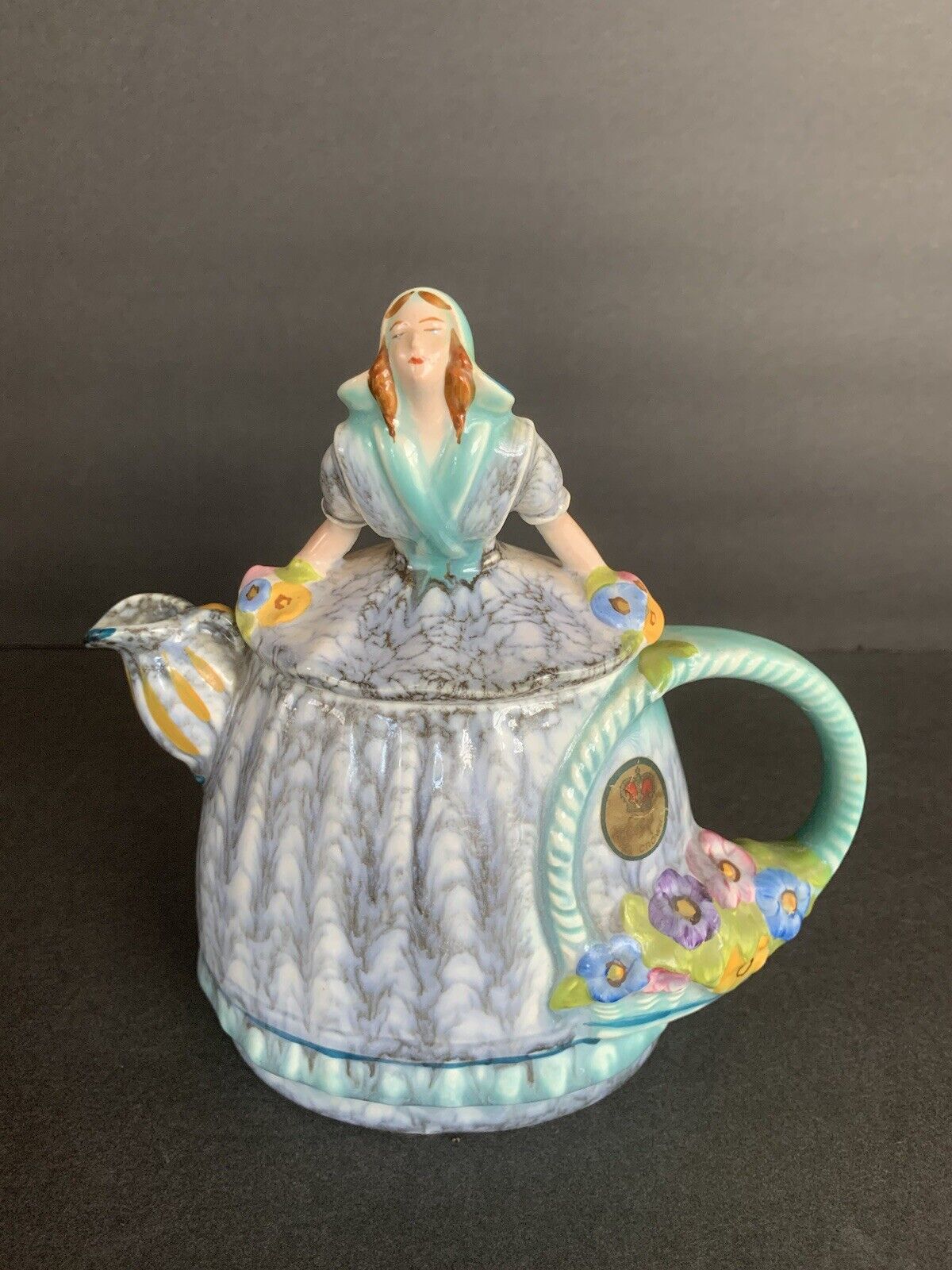 Vintage ROYAL CROWN DUTCH Girl Milk Maid Teapot Germany W.Original Sticker Tag