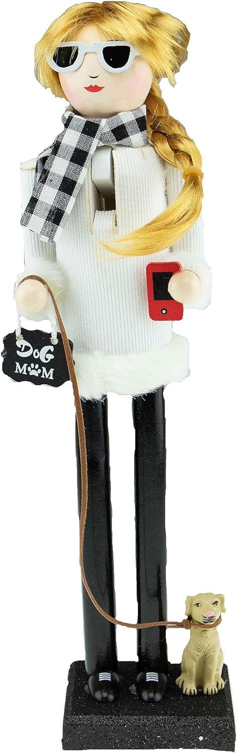 Clever Creations Dog Mom14 Inch Traditional Wooden Nutcracker, Festive Christmas