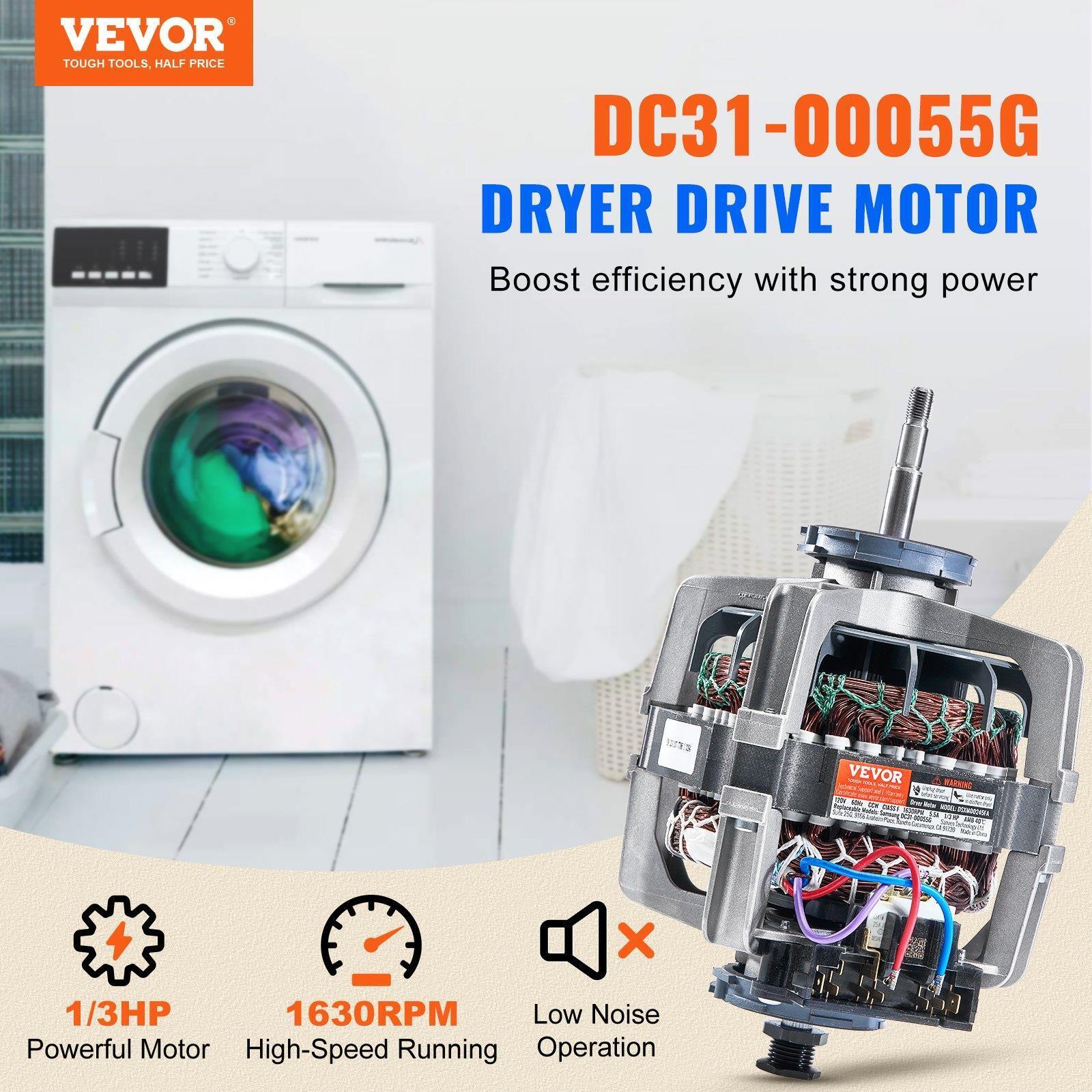 VEVOR DC31-00055G Dryer Drive Motor, 1/3HP, 1630RPM, Compatible with Samsung Ken