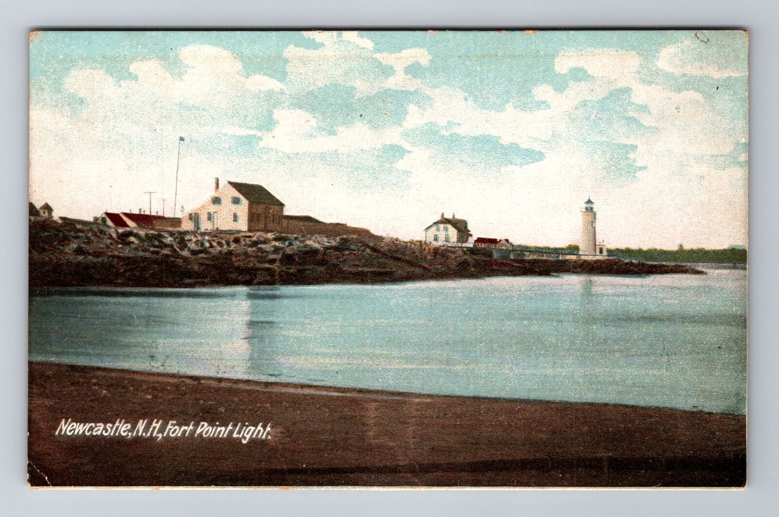 Newcastle NH-New Hampshire, Fort Point Light, Lighthouse, Vintage Postcard