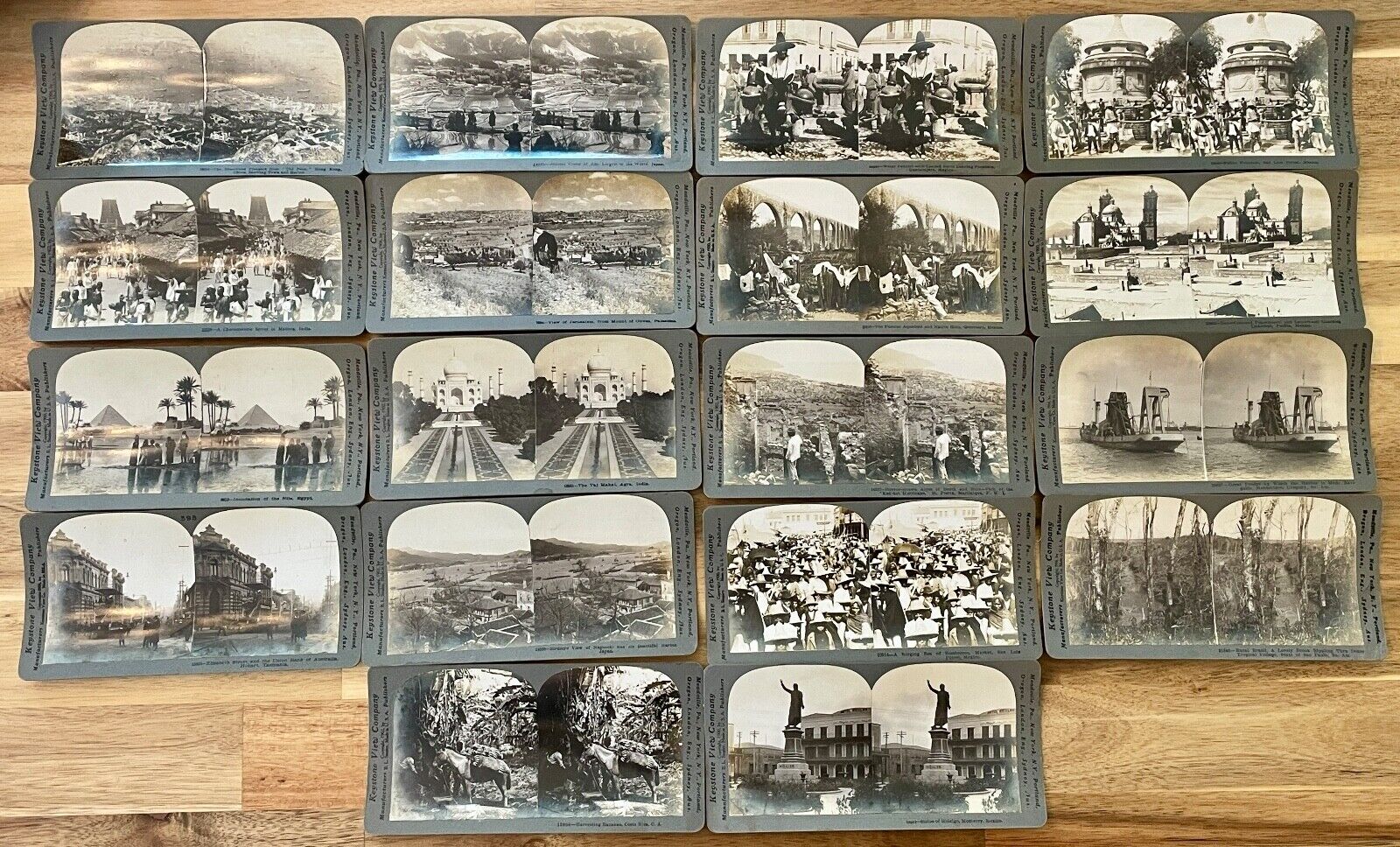 18 Vintage stereograph Keystone Photo cards, International Variety