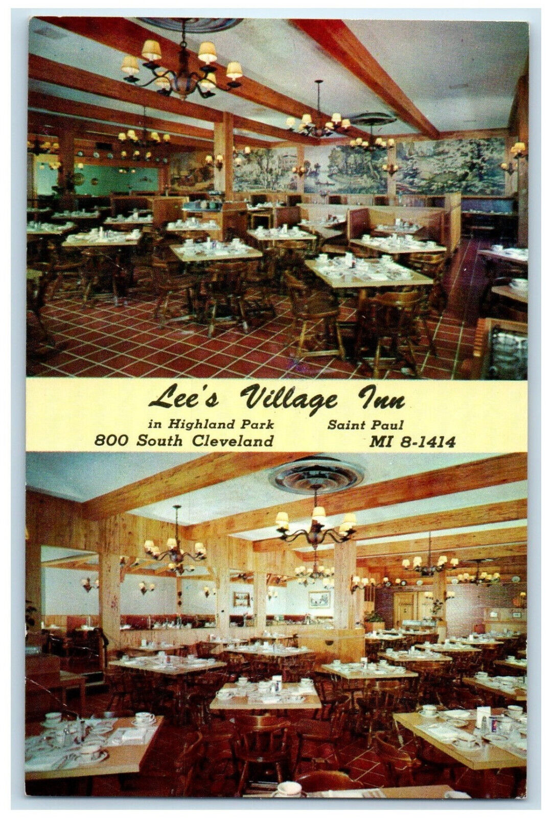 c1950's Lee's Village Inn South Cleveland Michigan MI Vintage Postcard