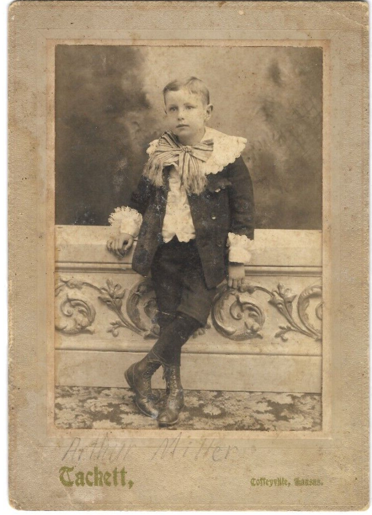Antique Victorian CDV Photo Young Boy Fancy Clothes Cool Pose Arthur Miller