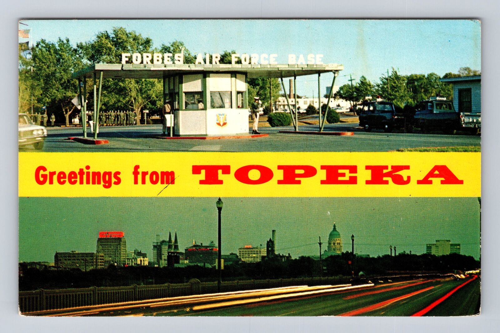 Topeka KS-Kansas, Banner Greetings, Forbes Air Force Base, Vintage Postcard