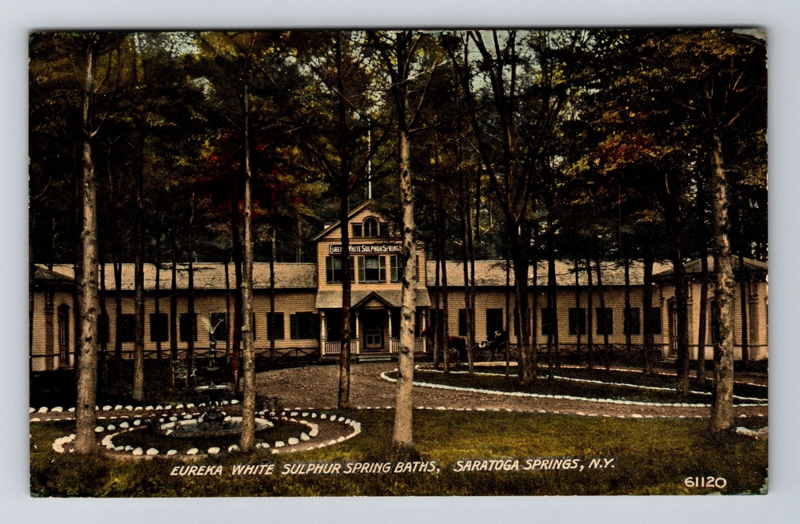 Saratoga Springs NY-New York, Eureka White Sulphur Spring Bath Vintage Postcard