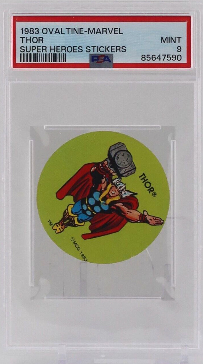 1983 Ovaltine Marvel Super Heroes Stickers THOR PSA 9