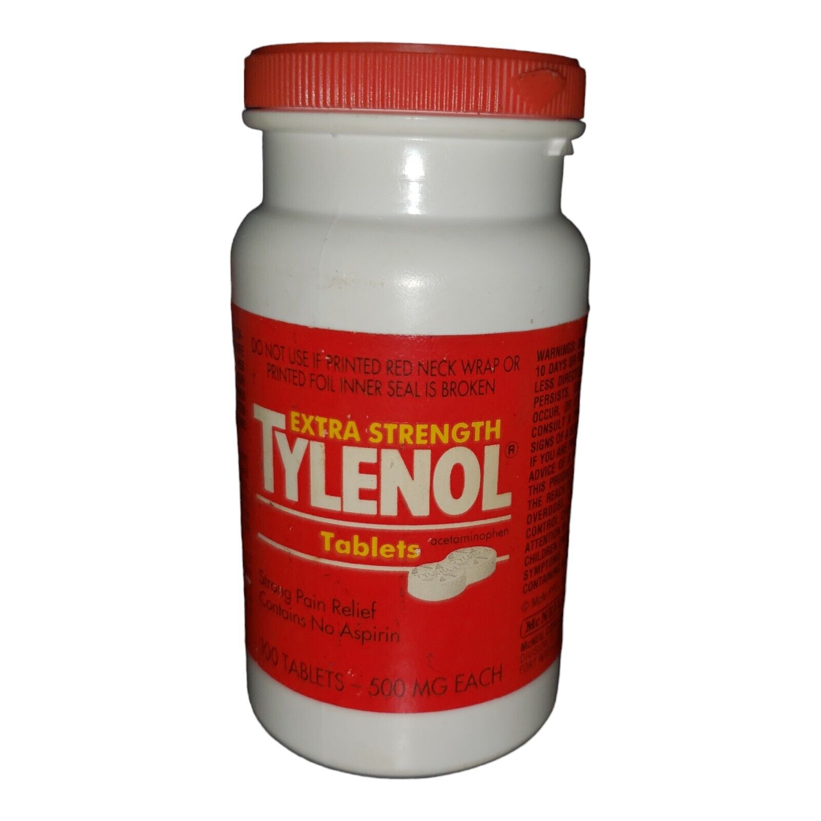 Vintage Tylenol Bottle Exp 2/99 Empty Movie Prop Only 90s Collectible Medicine