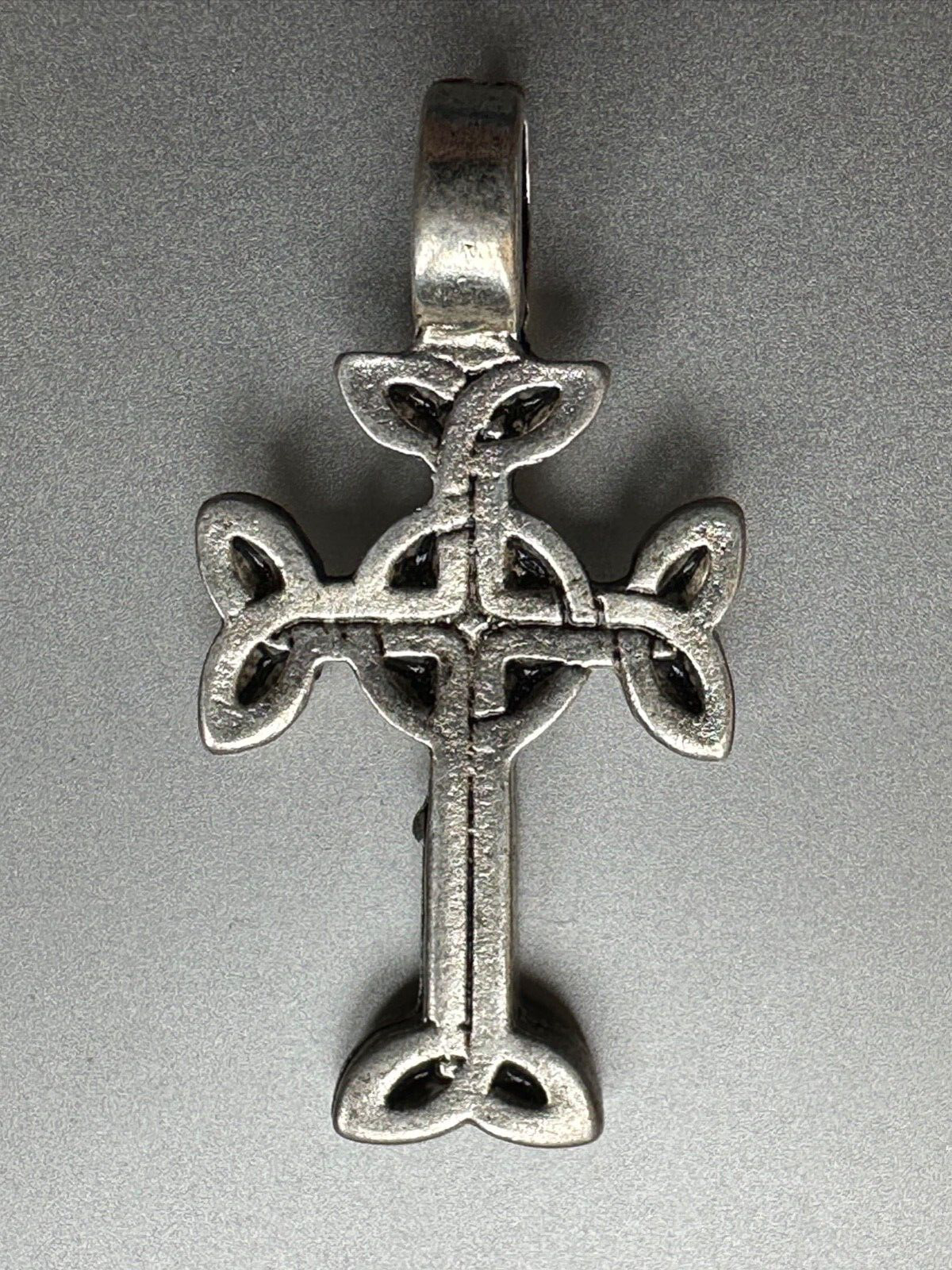 Vintage French Religious Silver Celtic Cross Pendant 4.3cm