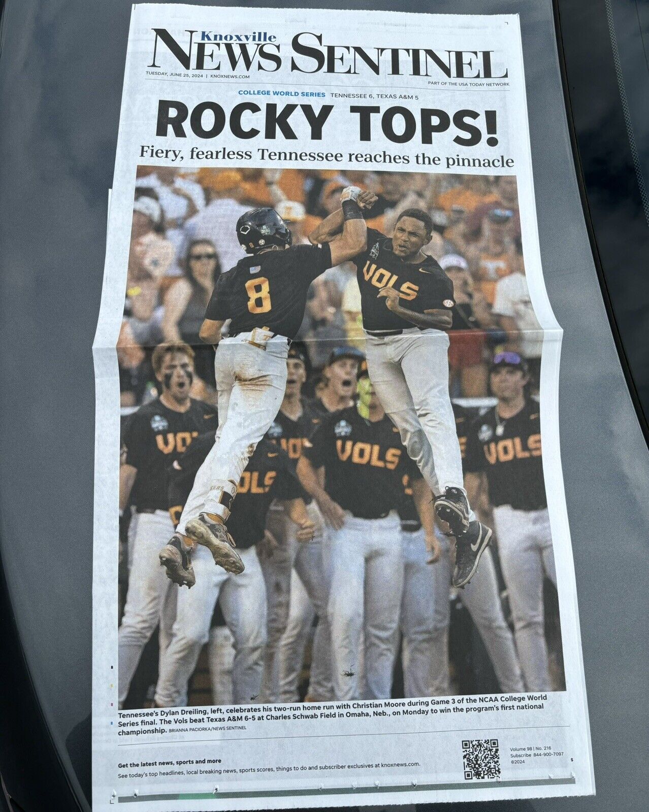 Tennessee Vols Knoxville News Sentinel National Champions 3 Page Newspaper