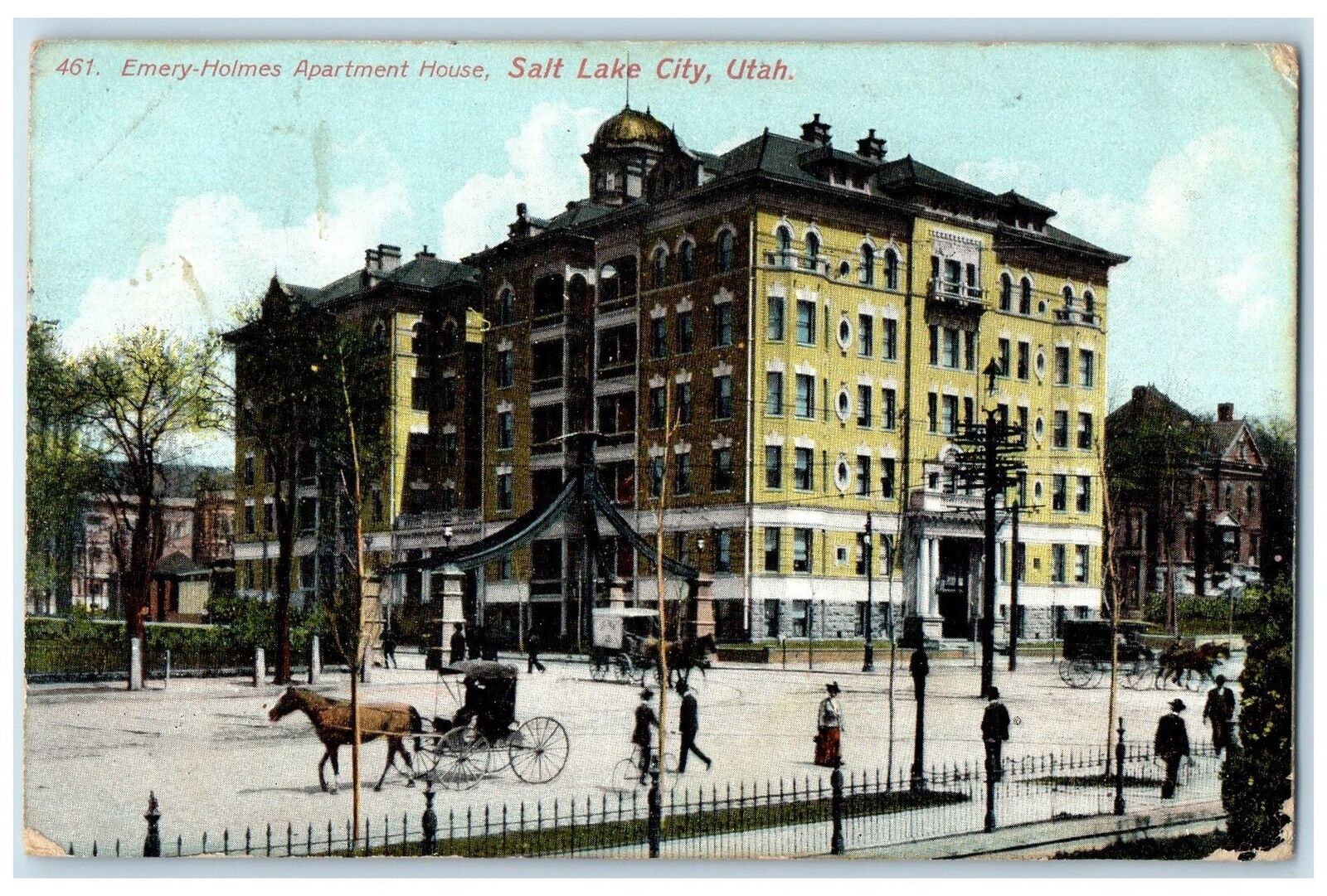 1907 Emery Holmes Apartment House Building View Salt Lake City Utah UT Postcard