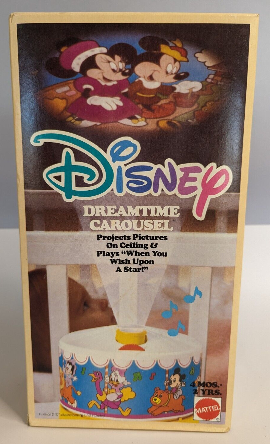 Vintage 1988 Mattel Disney Dreamtime Carousel Night Light Music Box NEW