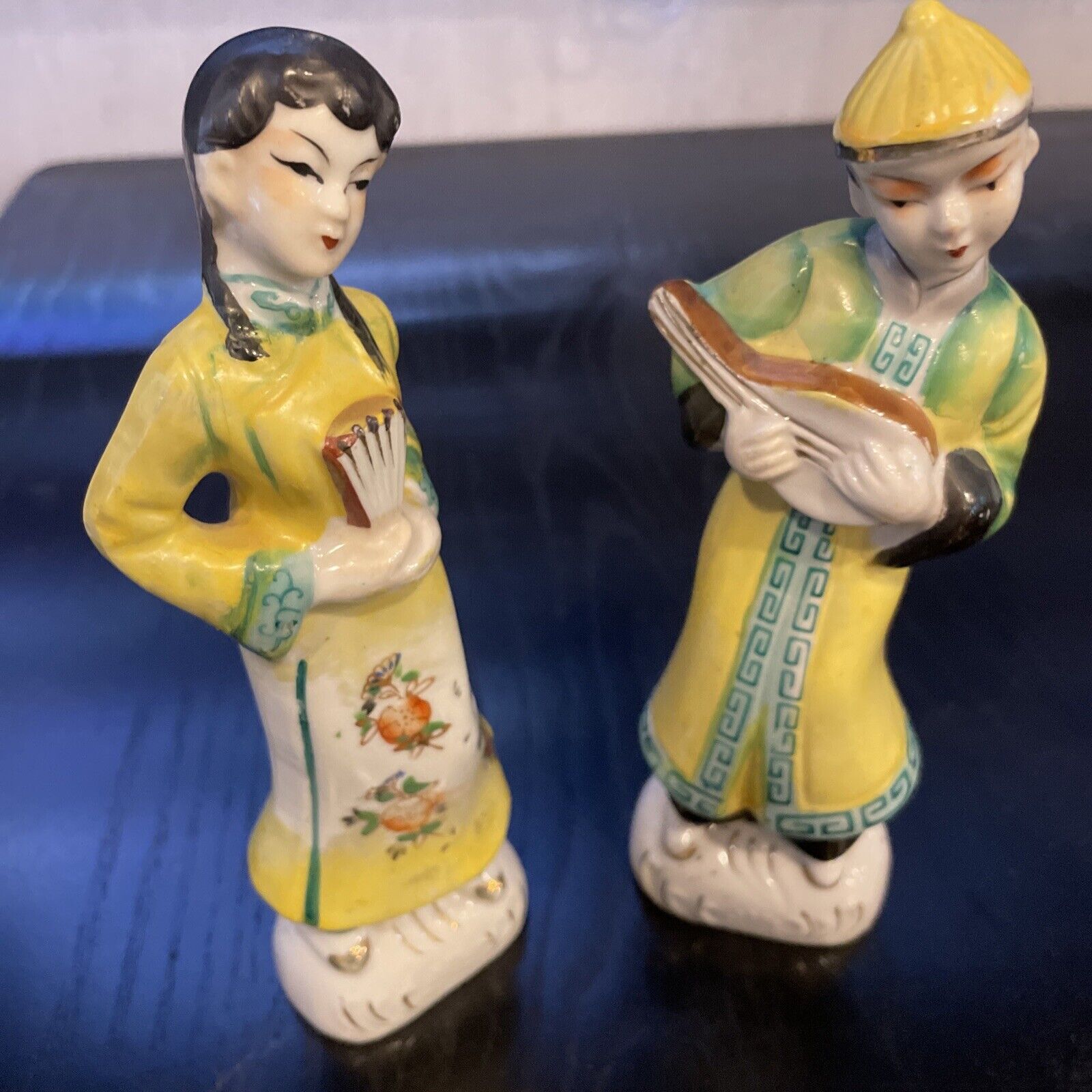 Vintage Pair Vtg  Asian Man&woman Couple Figurine  7.5” tall