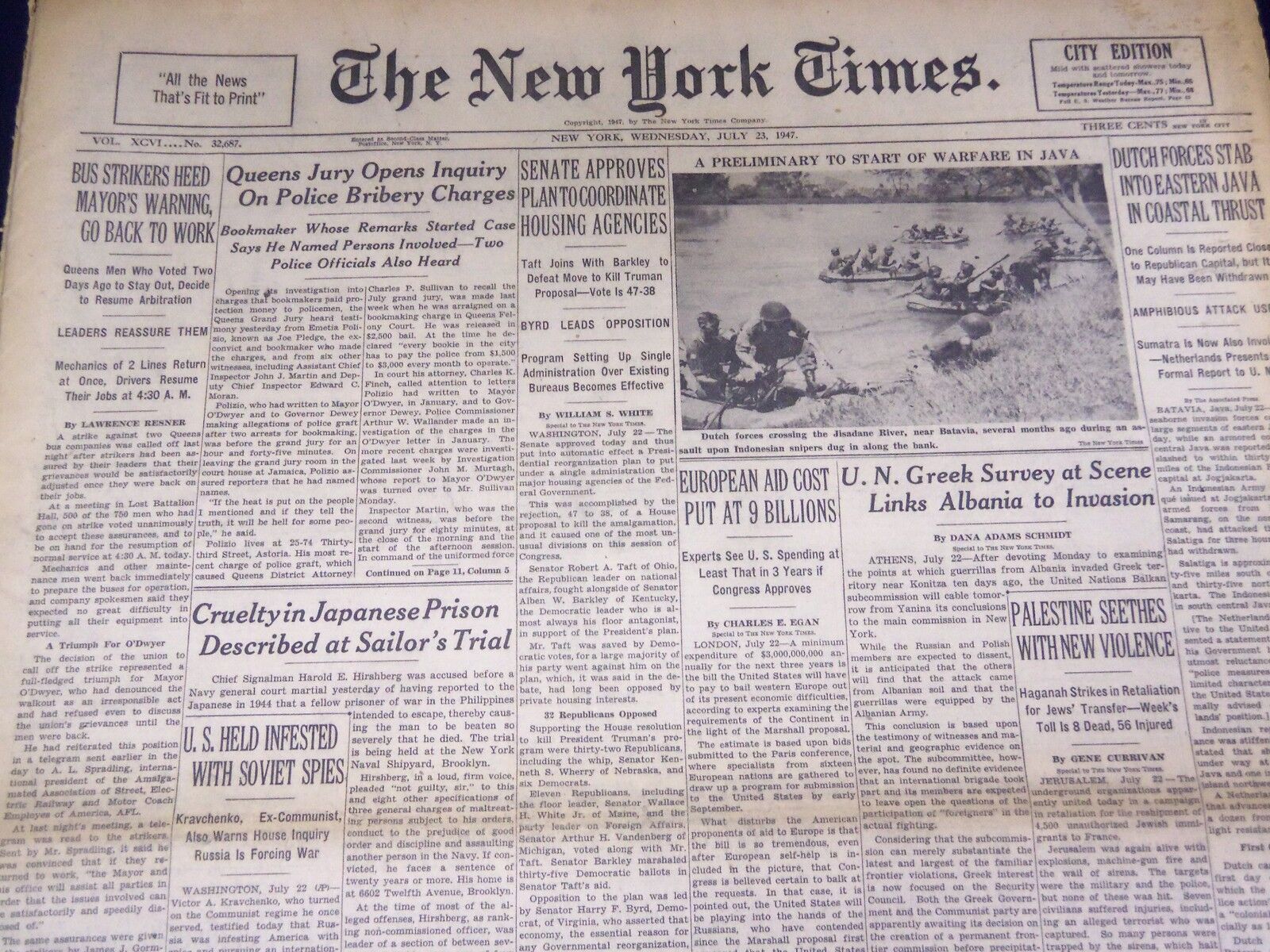 1947 JUNE 23 NEW YORK TIMES - POLICE BRIBERY CHARGES INQUIRY - NT 3494