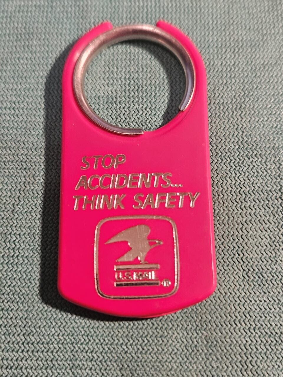 Vintage USPS US Mail UNITED STATES POSTAL Stop Accidents think safety keychain