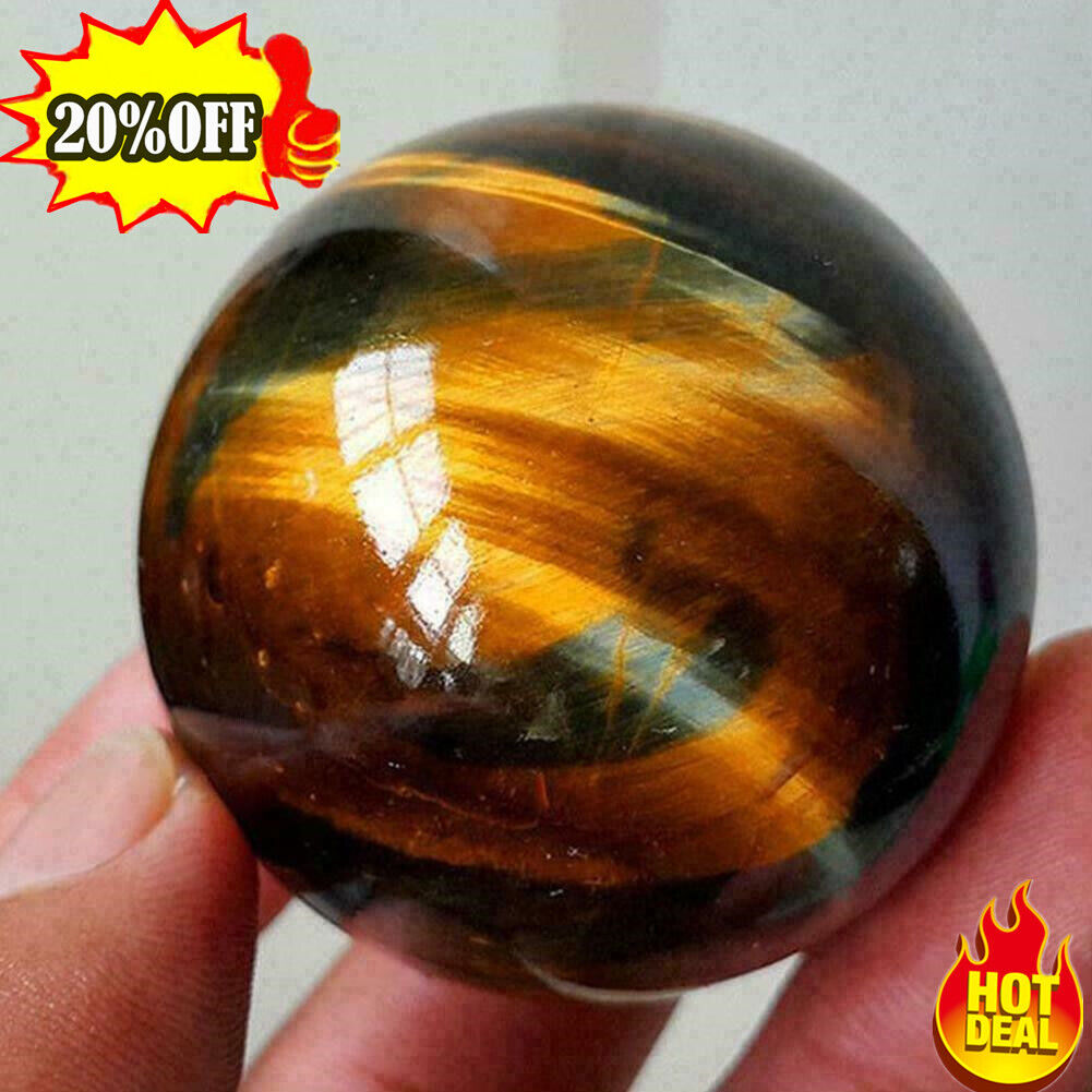 Natural Rare Tiger Eye Crystal Ball Gemstone Sphere Stone Healing HOT