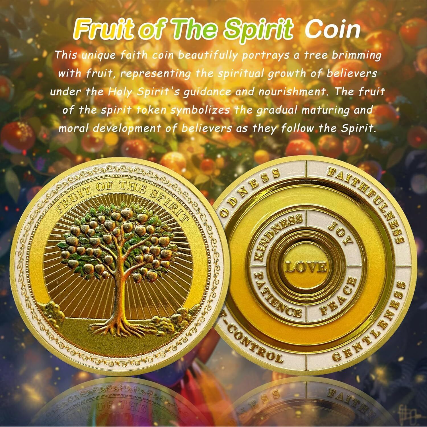 Fruit of The Spirit Christian Religious Challenge Coin Galatians 5:22-23 Jesus