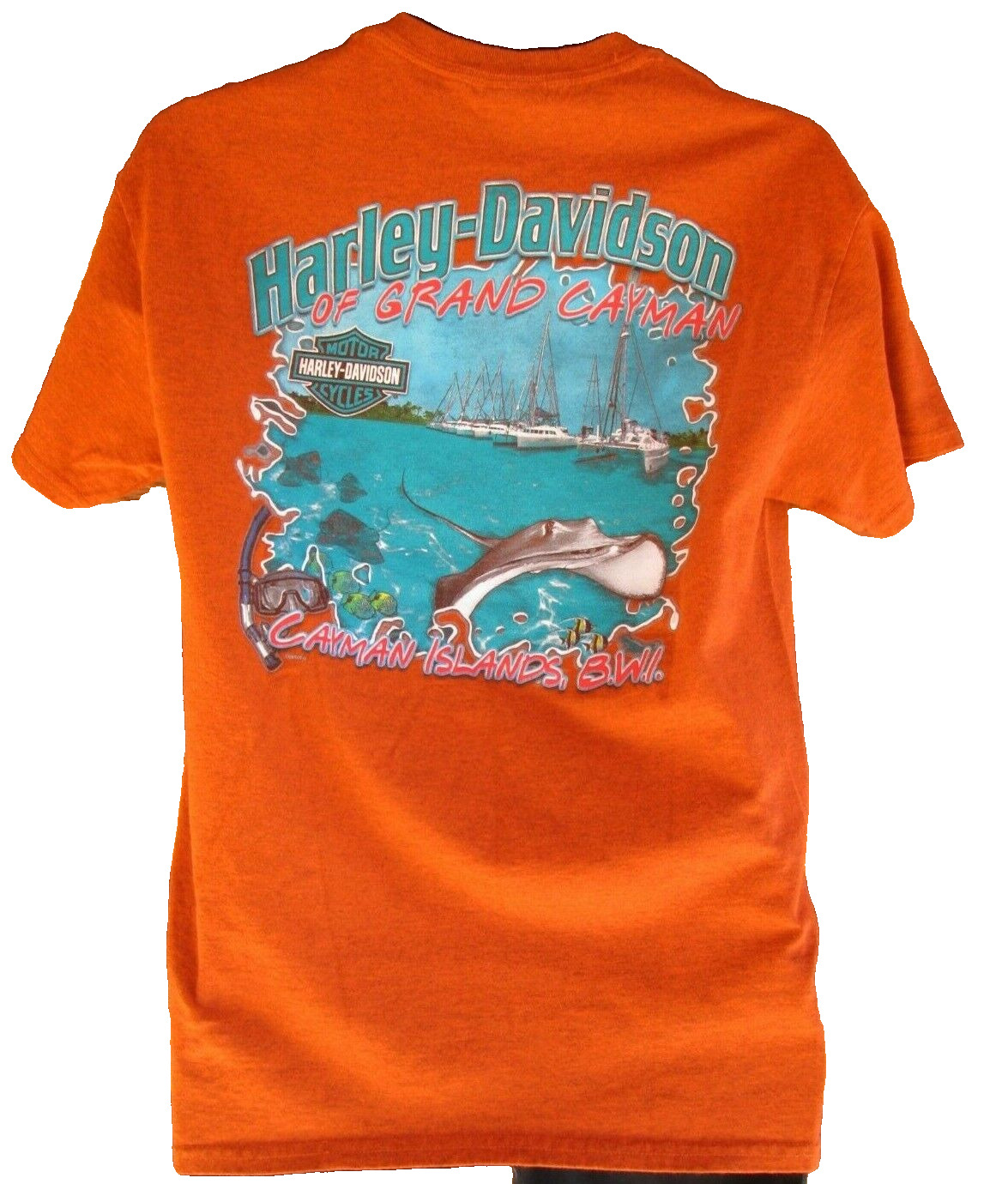 Harley Davidson Motorcycles T Shirt Grand Cayman Islands Sea Scape 2013 Size M