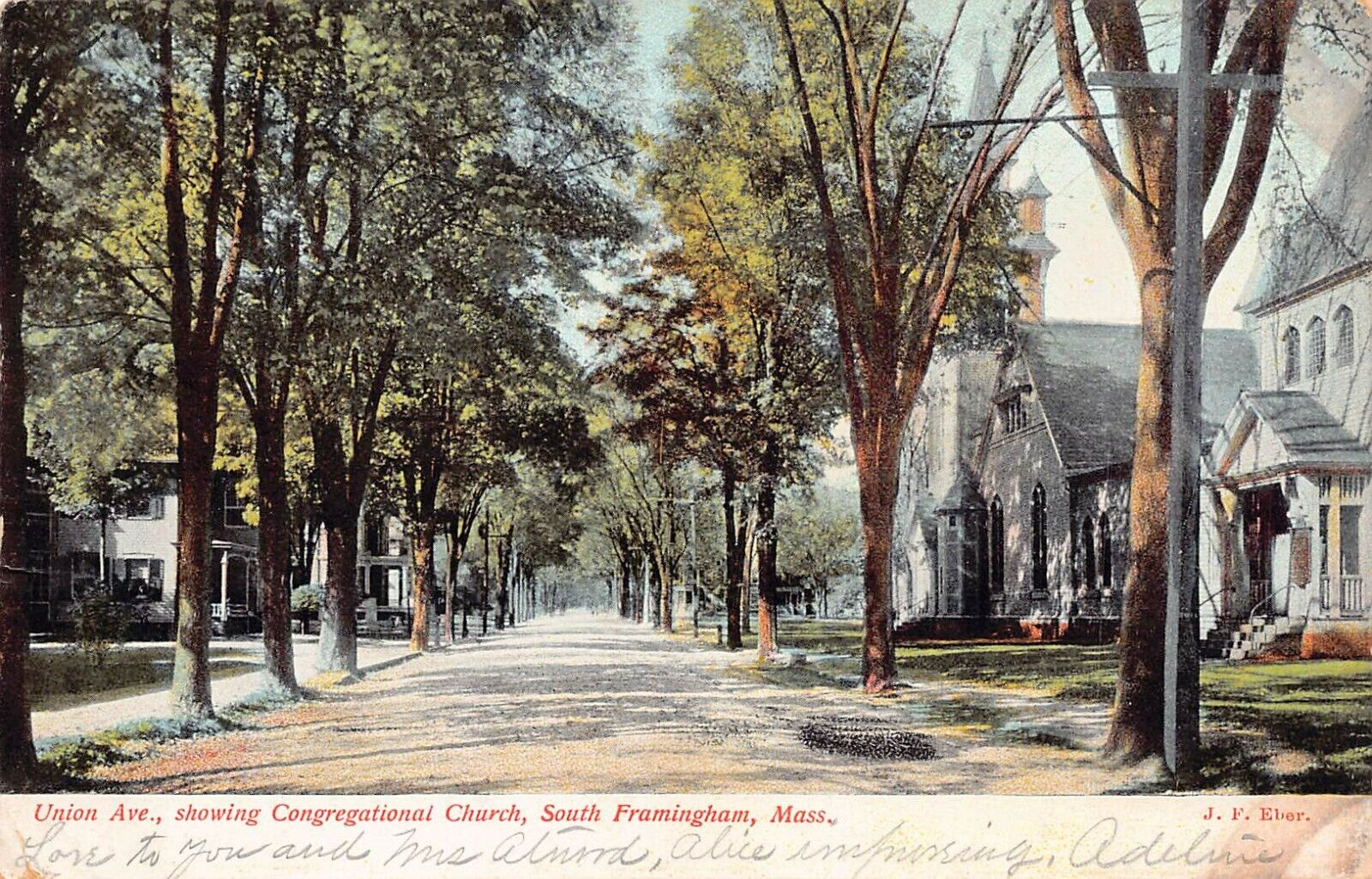 Framingham MA Massachusetts Union Ave Congregational Church Vtg Postcard A48