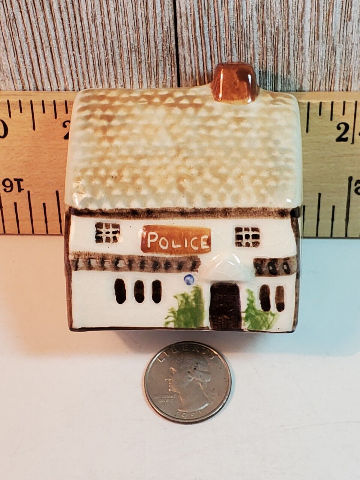 Vtg Mini Ceramic Suffolk Cottage Collection Police House W. Hollywood, Ca