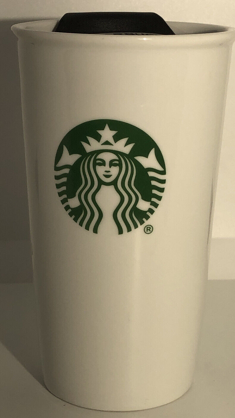 Starbucks Ceramic Travel Coffee Mug Tumbler 10 Oz Lid Mermaid Siren 