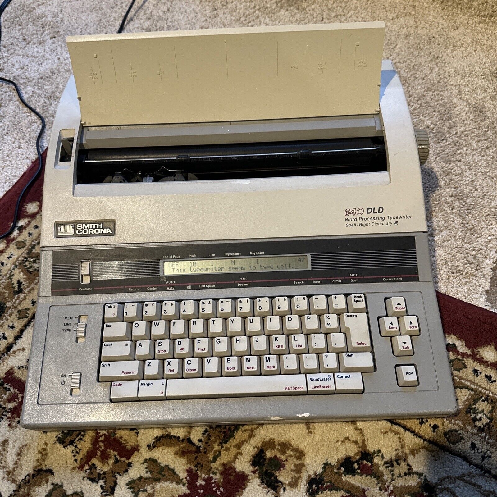 Smith Corona Word Processing Typewriter 640 DLD