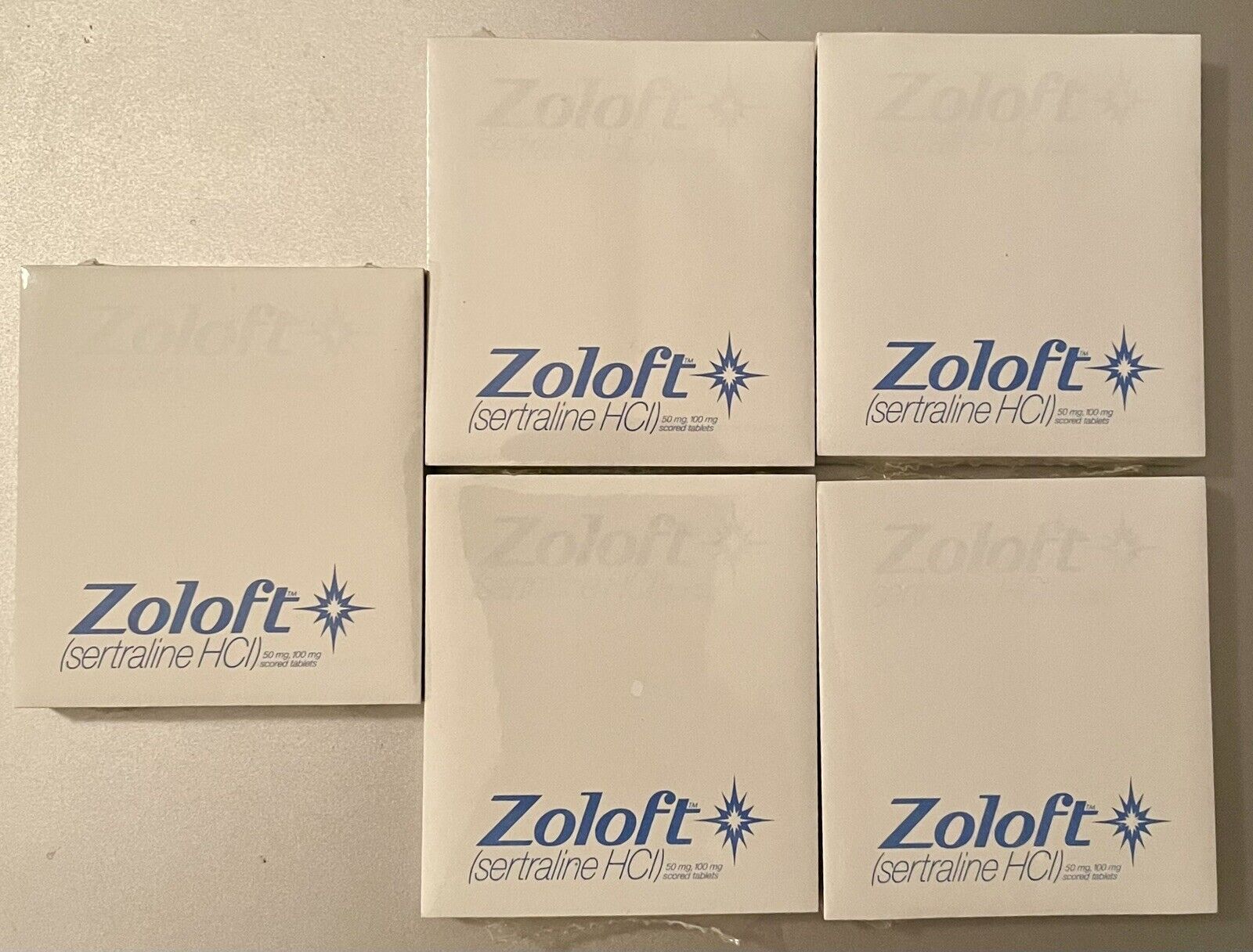 VTG 1990's LOT of 5 ZOLOFT Post-it Notes Pads Medical Pharma Logo Sealed New