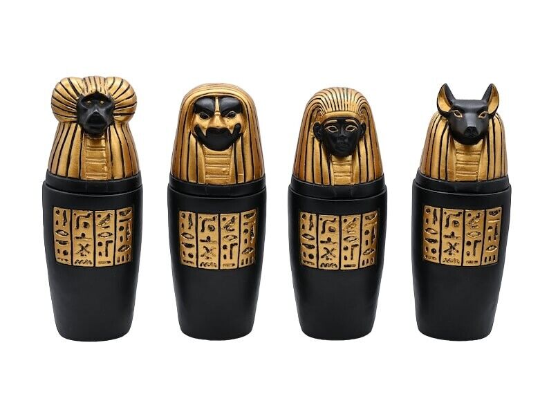 UNIQUE ANTIQUE ANCIENT EGYPTIAN Four Organs Canopic Jars Magic Hieroglyphic