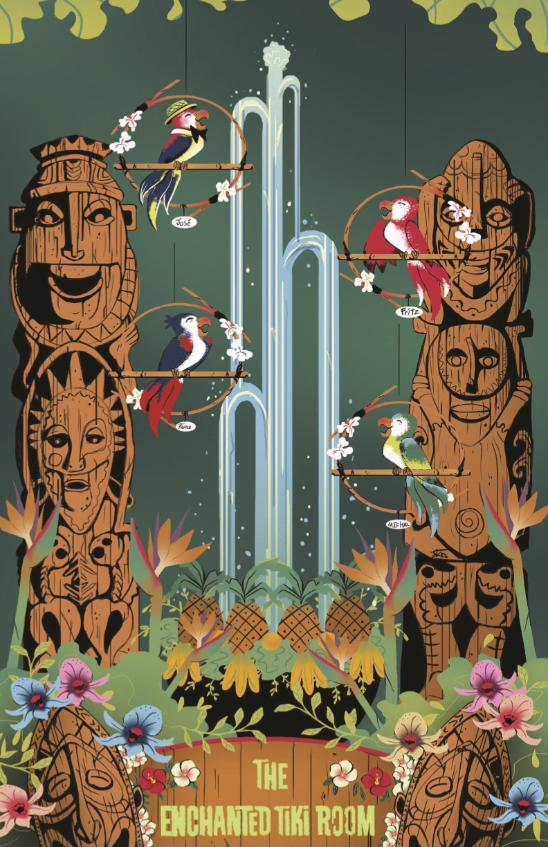 Enchanted Tiki Room Retro Art Poster Print 11x17 Disney