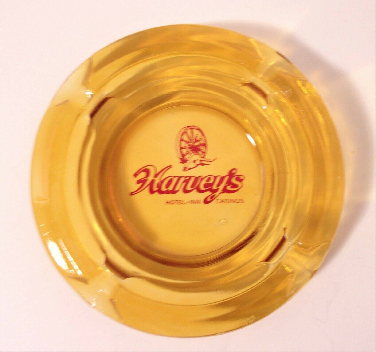 Vintage Harvey's Hotel Casino Advertising Ashtray Amber Trinket Coaster L67
