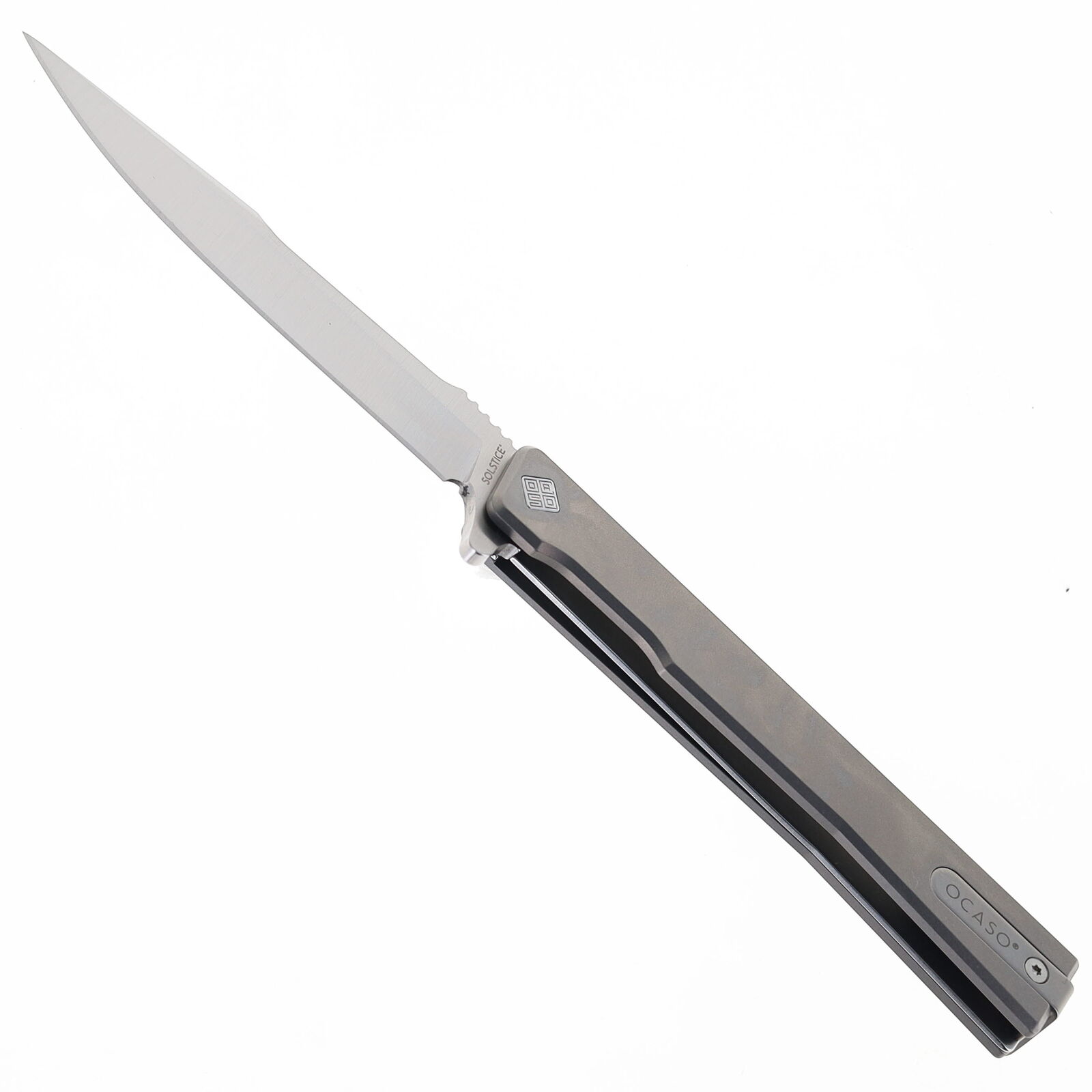 Ocaso The Solstice Folding Knife Gray Titanium Handle S35VN Harpoon Plain 9HTS
