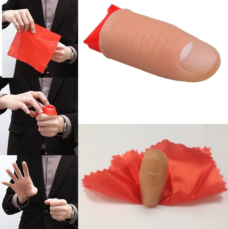 2x Magic Thumb scarf Trick Rubber Close Up Vanish Appearing Finger Trick Props 