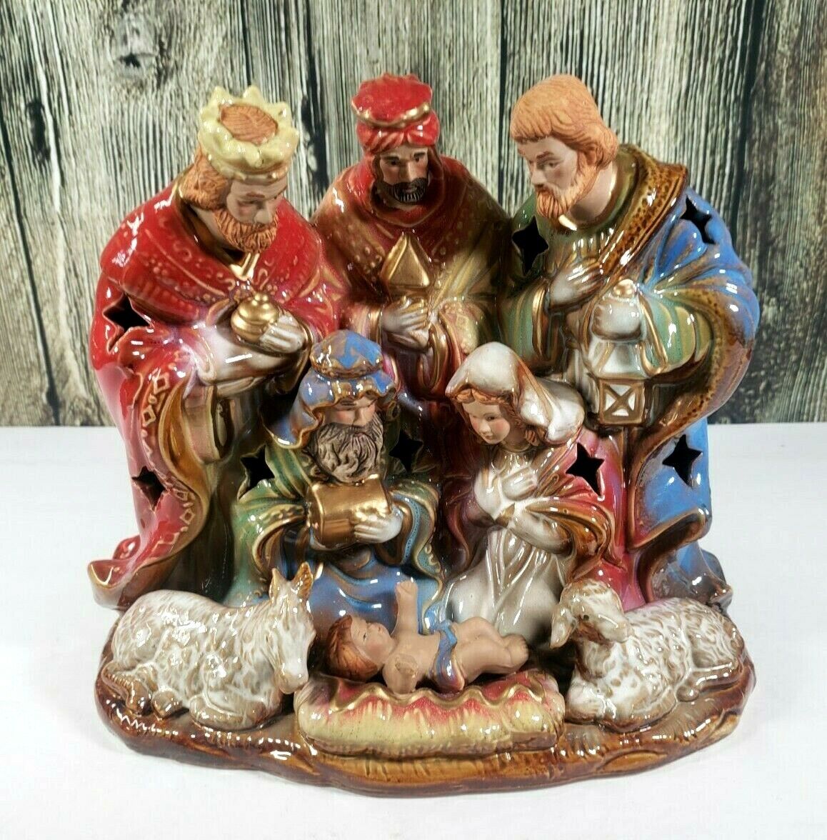 Kirklands Christmas Potters Grade Nativity Night Light Original Box WORKS
