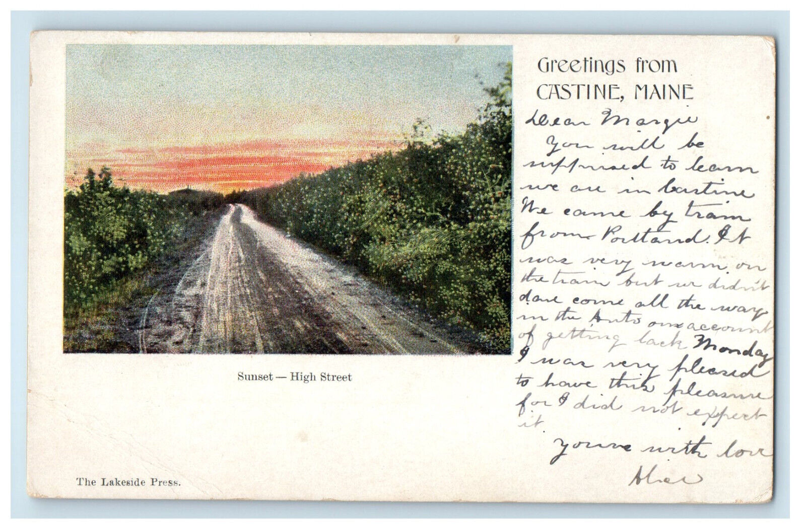 1908 Sunset High Street, Greetings from Castine Maine ME Posted PMC Postcard