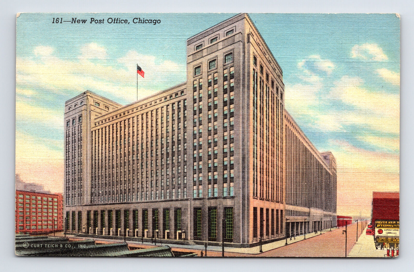 c1941 Linen Postcard Chicago IL Illinois New Post Office
