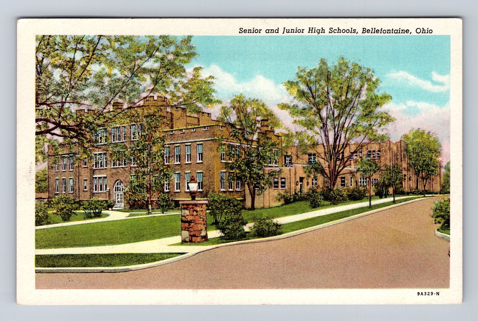 Bellefontaine OH-Ohio, Senior and Junior High Schools, Antique Vintage Postcard