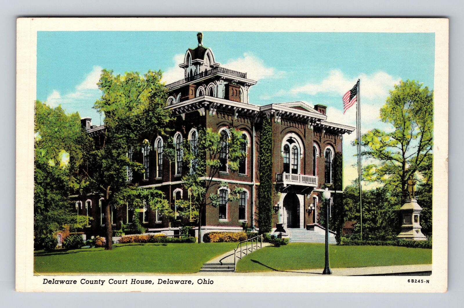 Delaware OH-Ohio, Delaware County Court House, Antique Vintage Souvenir Postcard