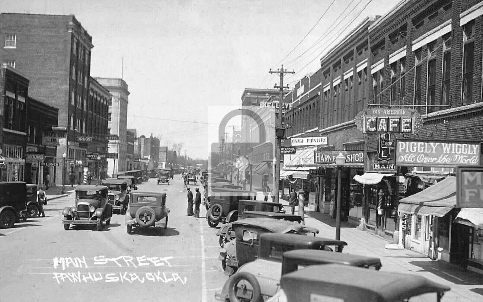 Main Street View Piggly Wiggly Pawhuska Oklahoma OK Reprint Postcard