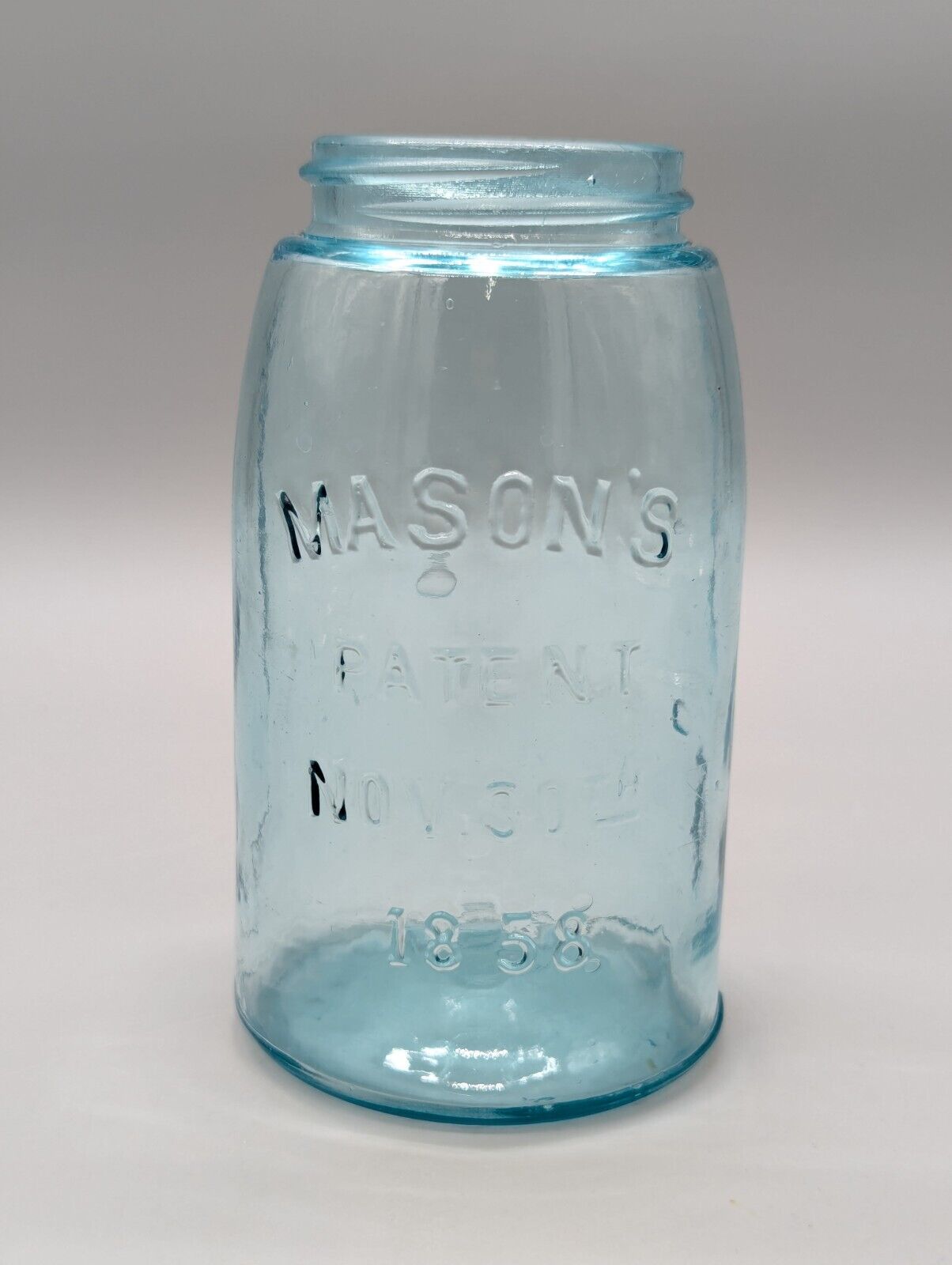 Vintage Mason's Midget Fruit Jar Patent Nov 30th 1858 Quart Glass 6.75