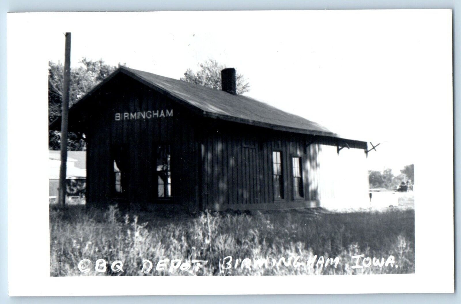 Birmingham Iowa IA Postcard RPPC Photo CBQ Depot c1910's Antique Unposted