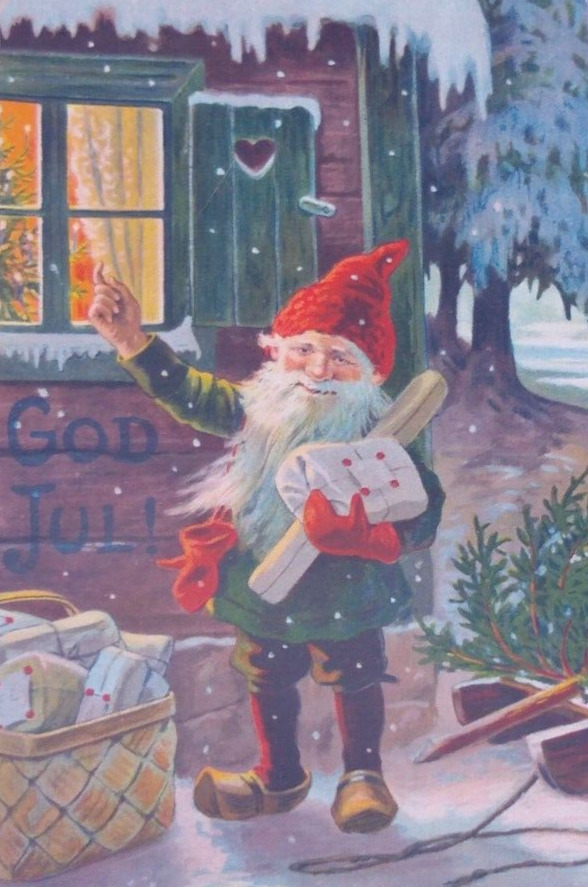 1911 Santa Claus Gnome A/S Jenny Nystrom Vintage Christmas Postcard Sweden