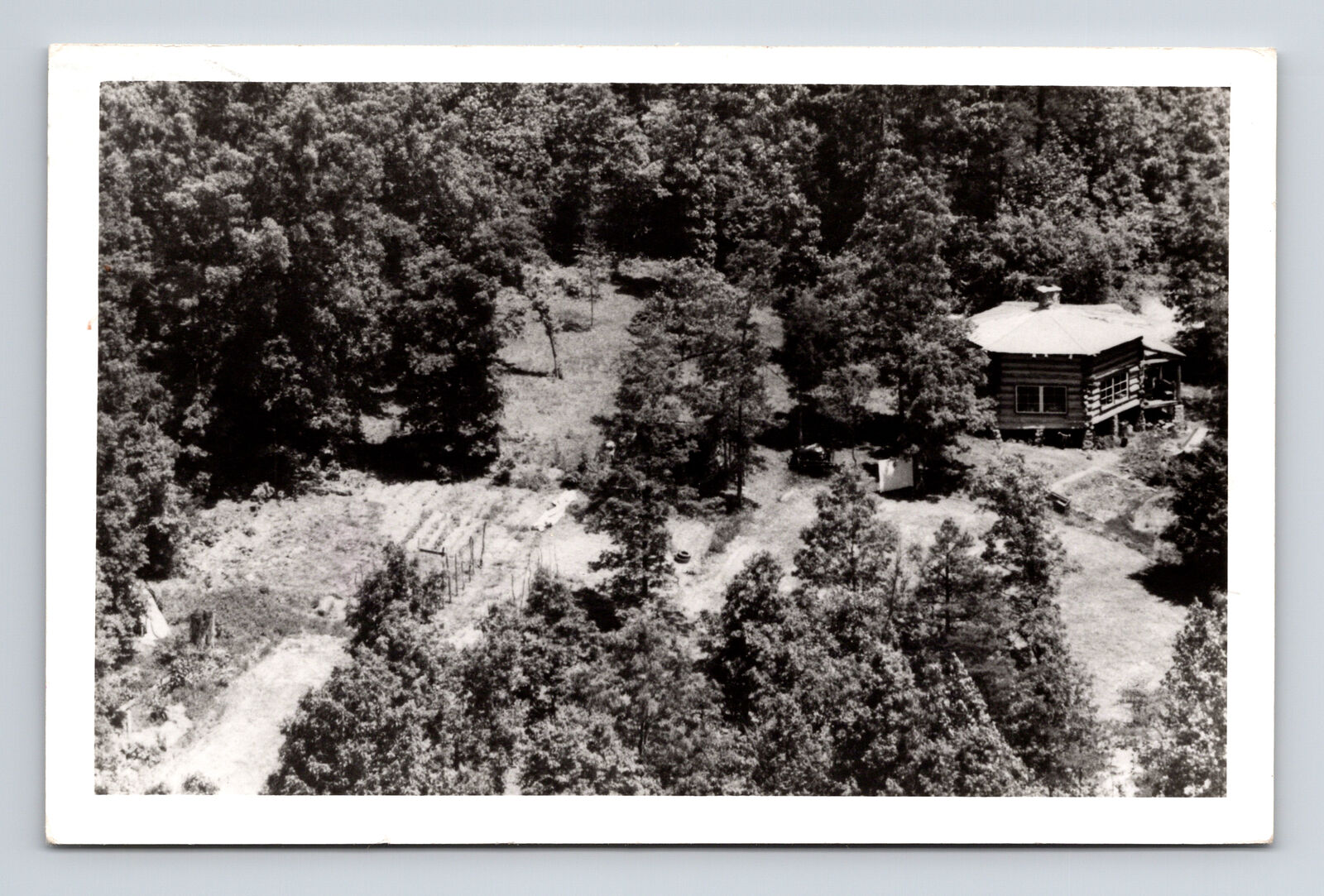 RPPC Postcard Aerial View Unk Hexagon House Log Cabin Arlington VA Virginia?