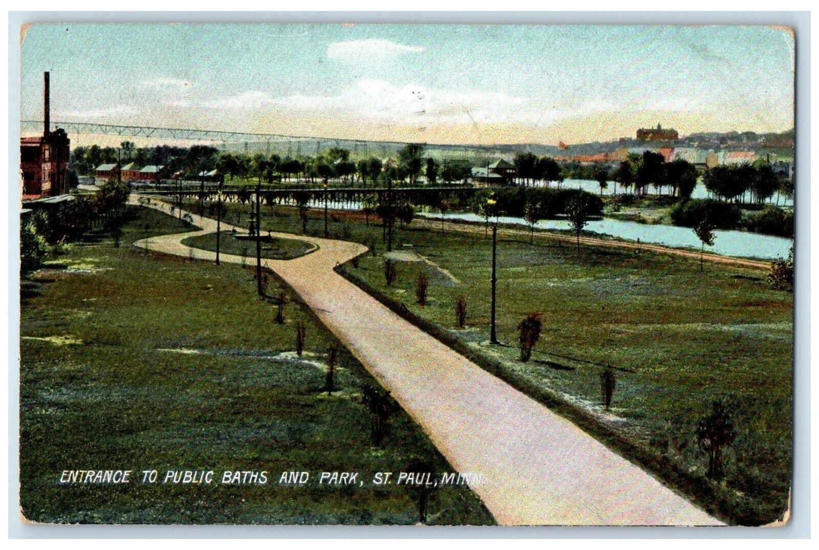 1908 Entrance To Public Baths And Park St. Paul Minnesota MN Antique Postcard