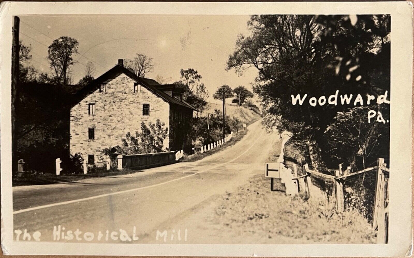 RPPC Woodward Pennsylvania Historic Mill Real Antique Photo Postcard c1900