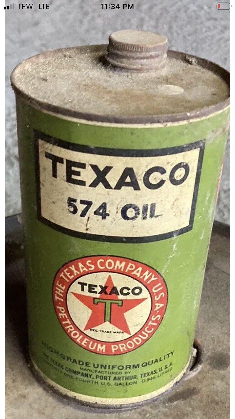 Texaco Antique Oil Can Rare 1920s Great Graphics Great Condition