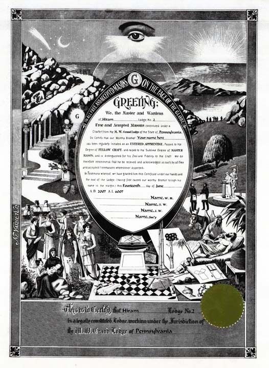 PERSONALIZED Masonic Master Mason ring certificate record art print Freemasonry