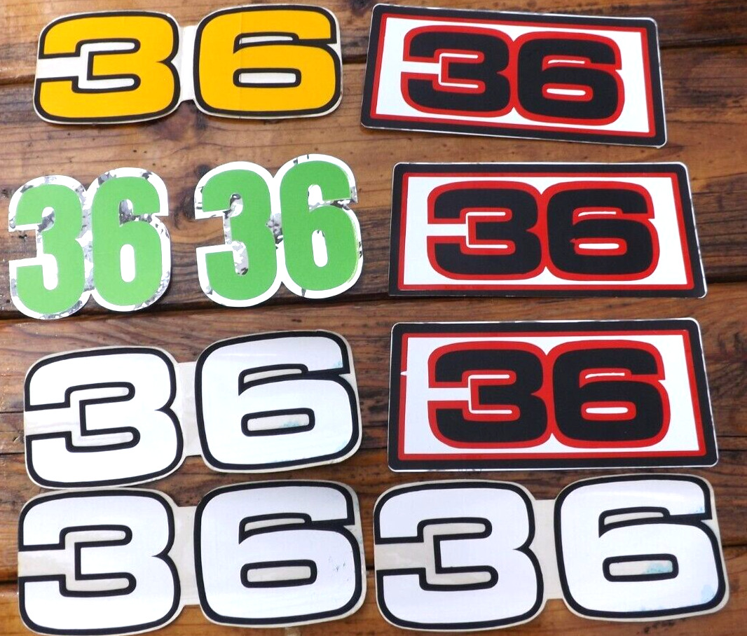 VINTAGE 1970s DECALS STICKERS # 36 LOT OF 9 POSSIBLY A RACE CAR NUMBER