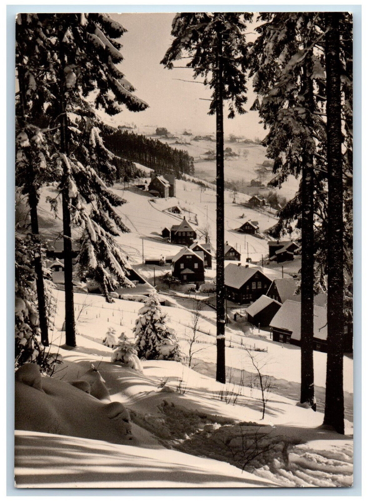 Kligenthal Saxony Germany Postcard Winter Steindobra District c1920's RPPC Photo