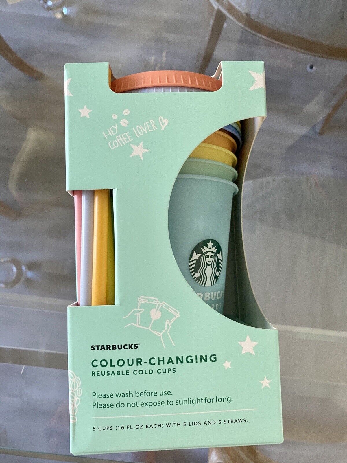 Starbucks Color Changing Reusable Cups Set Of Five 2020 Thailand Exclusive Rare